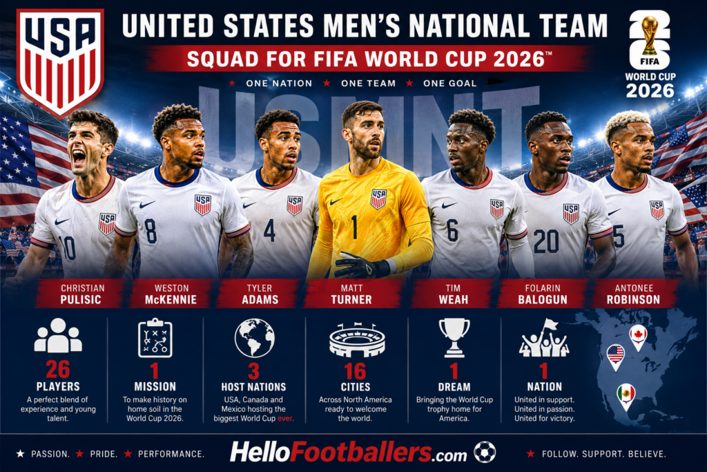United States Men's National Team Squad for FIFA World Cup 2026