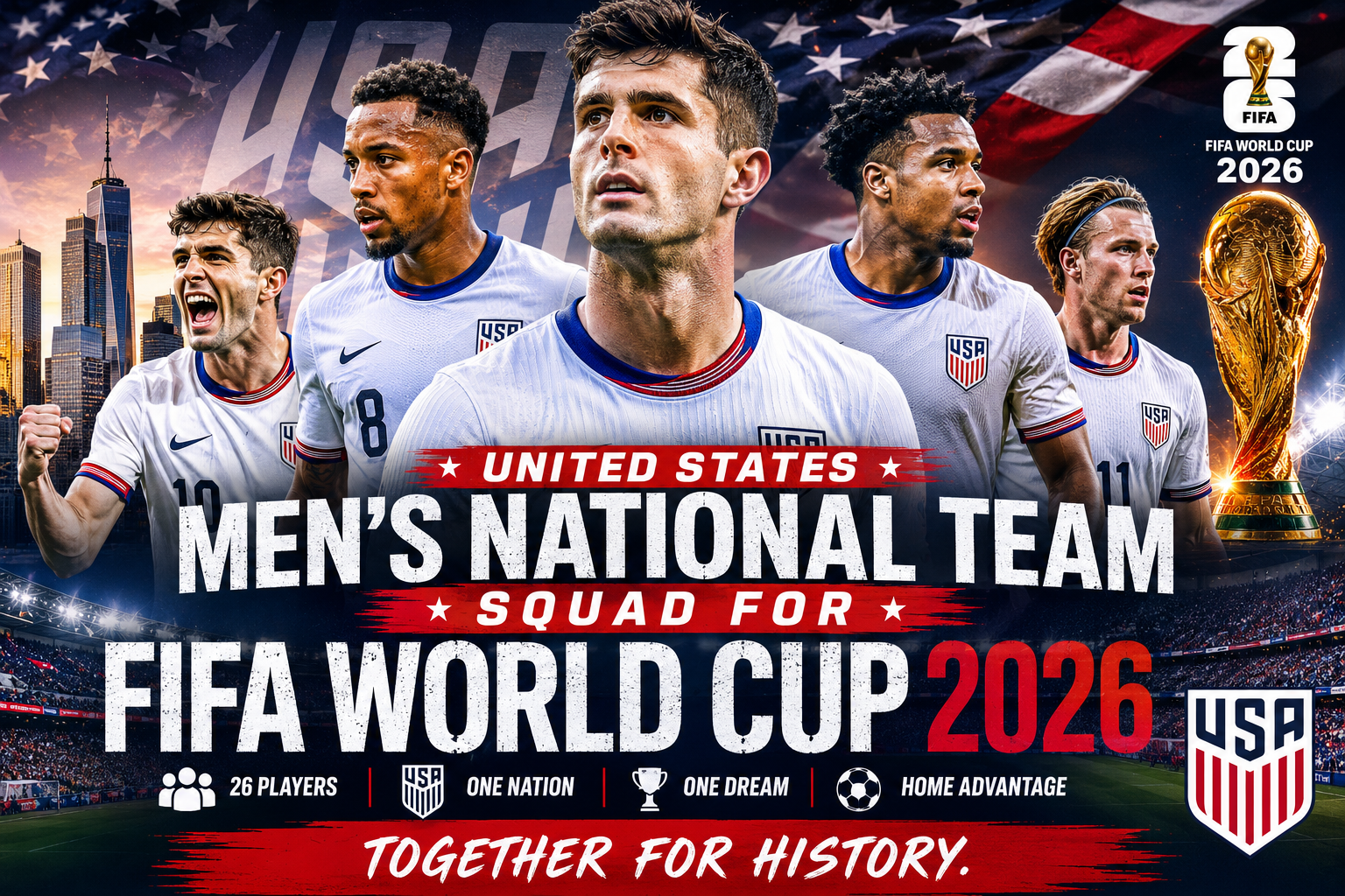 United States Men's National Team Squad for FIFA World Cup 2026