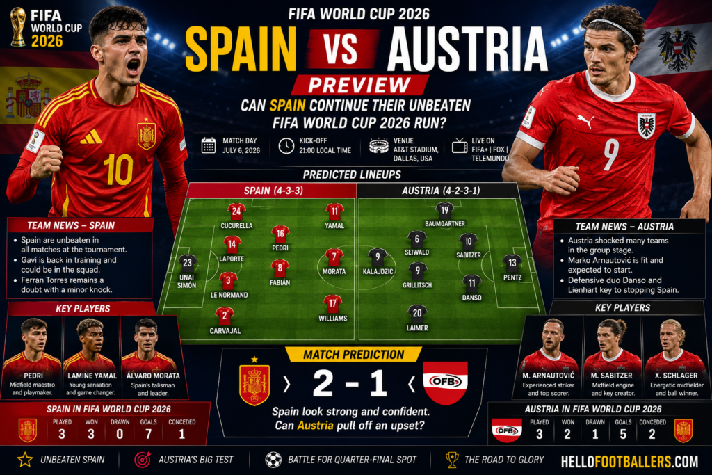Spain vs Austria Preview: Can Spain Continue Their Unbeaten FIFA World Cup 2026 Run?