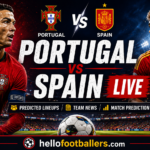 Portugal vs Spain Live: Predicted Lineups, Team News & Match Prediction The FIFA World Cup 2026 Round of 16 brings one of the biggest matches of the tournament as Portugal national football team take on Spain national football team in a high-stakes Iberian derby. A place in the quarter-finals is on the line, where the winner will face either the United States or Belgium. Predicted Portugal Lineup (4-2-3-1) Goalkeeper: Diogo Costa Defenders: João Neves, Rúben Dias, Gonçalo Inácio, Nuno Mendes Midfielders: João Palhinha, Bruno Fernandes Attacking Midfield: Francisco Conceição, Bernardo Silva, Rafael Leão Striker: Cristiano Ronaldo Portugal are expected to rely on Bruno Fernandes' creativity, Rafael Leão's pace, and Cristiano Ronaldo's experience in the final third. Predicted Spain Lineup (4-2-3-1) Goalkeeper: Unai Simón Defenders: Pedro Porro, Robin Le Normand, Pau Cubarsí, Marc Cucurella Midfielders: Martín Zubimendi, Pedri Attacking Midfield: Lamine Yamal, Dani Olmo, Nico Williams (fitness permitting) Striker: Mikel Oyarzabal Spain's attack is expected to revolve around the pace of Lamine Yamal and the creativity of Pedri, while Oyarzabal leads the line. Team News Portugal Roberto Martínez has no major suspension concerns. Cristiano Ronaldo remains the captain and key attacking threat. Bruno Fernandes and Rafael Leão are expected to start after strong recent performances. Spain Spain enter the match in excellent form after defeating Austria 3-0. There are fitness concerns over Nico Williams and a few squad members, but Luis de la Fuente is expected to field a strong starting XI. Key Players to Watch Cristiano Ronaldo (Portugal) Bruno Fernandes (Portugal) Rafael Leão (Portugal) Lamine Yamal (Spain) Pedri (Spain) Mikel Oyarzabal (Spain) Match Prediction This looks like one of the closest matches of the Round of 16. Spain have been more consistent throughout the tournament and boast an energetic midfield, while Portugal possess match-winners capable of deciding the game in a single moment. Prediction: Spain 2-1 Portugal (after a tightly contested 90 minutes, or possibly extra time). You can also ask me to show the live score, player ratings, goal updates, or make a World Cup prediction bracket.