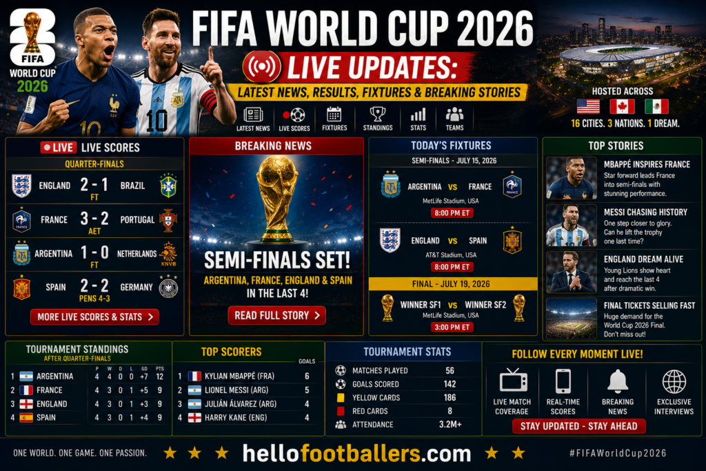 FIFA World Cup 2026 Live Updates: Latest News, Results, Fixtures & Breaking Stories