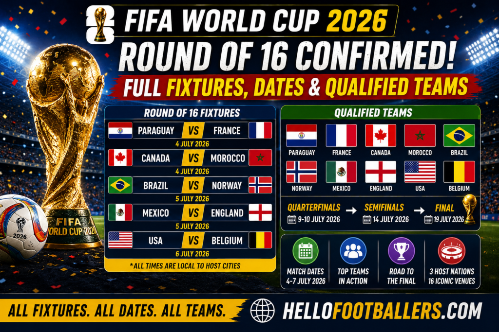 Round of 16 Confirmed: Full FIFA World Cup 2026 Fixtures, Dates and Qualified Teams