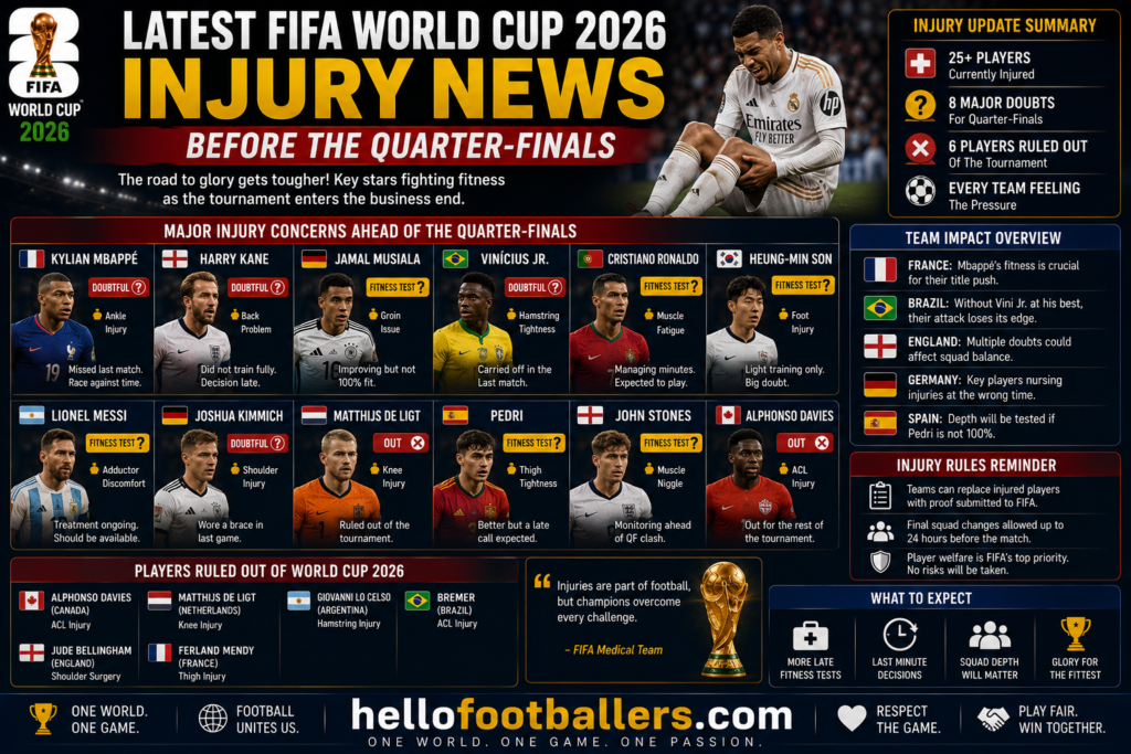 Latest FIFA World Cup 2026 Injury News Before the Quarter-Finals