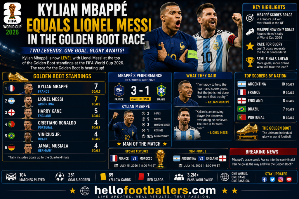 Kylian Mbappé Equals Lionel Messi in the Golden Boot Race