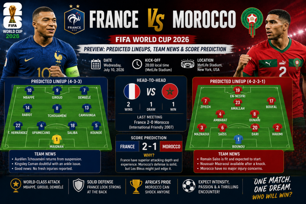 France vs Morocco Preview: Predicted Lineups, Team News & Score Prediction